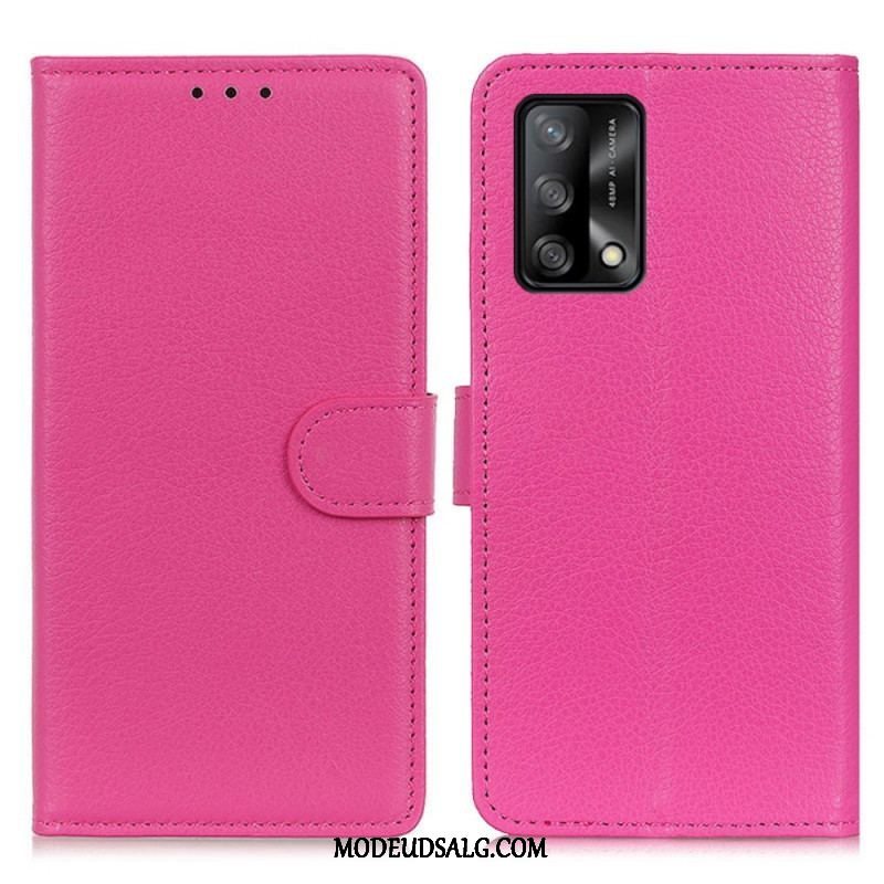 Flip Cover Oppo A74 4G Traditionelt Litchi