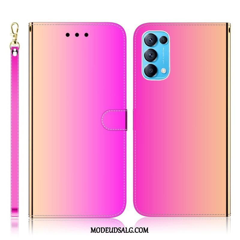 Flip Cover Oppo Find X3 Lite Spejlcover I Imiteret Læder