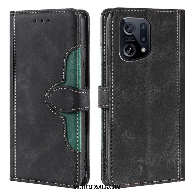 Flip Cover Oppo Find X5 Imiteret Læder Bicolor Stilfuld