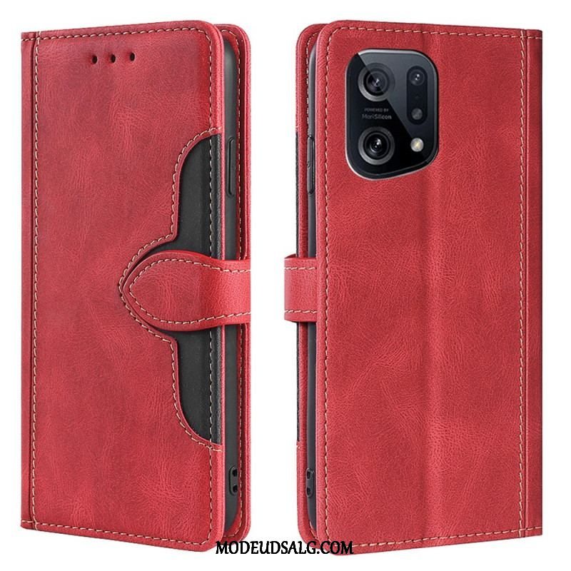 Flip Cover Oppo Find X5 Imiteret Læder Bicolor Stilfuld