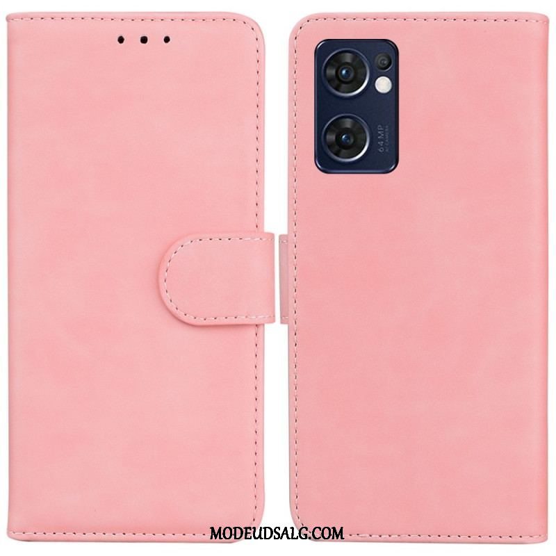 Flip Cover Oppo Find X5 Lite Monokrom Lædereffekt