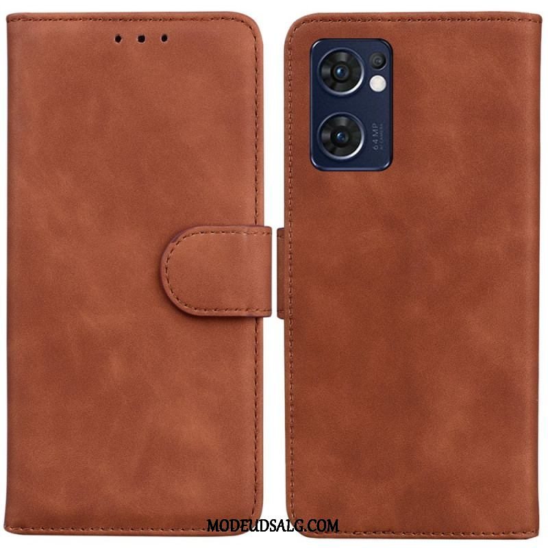 Flip Cover Oppo Find X5 Lite Monokrom Lædereffekt