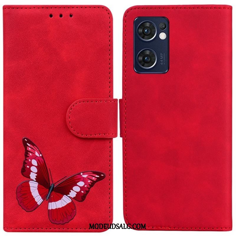 Flip Cover Oppo Find X5 Lite Skin-touch Butterfly