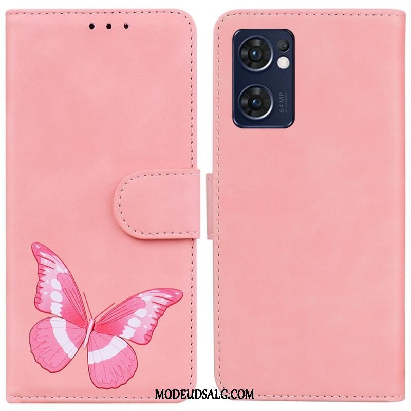 Flip Cover Oppo Find X5 Lite Skin-touch Butterfly