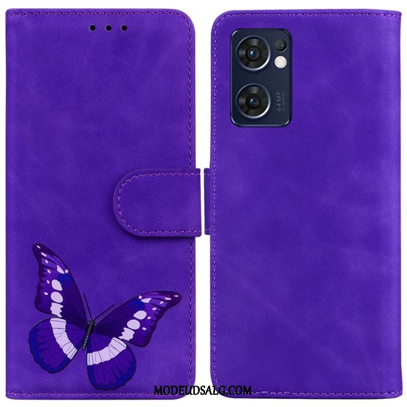 Flip Cover Oppo Find X5 Lite Skin-touch Butterfly