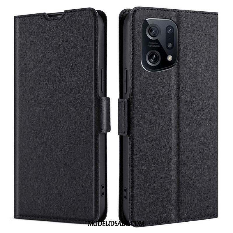 Flip Cover Oppo Find X5 Læder Cover Flap Dobbelt Design