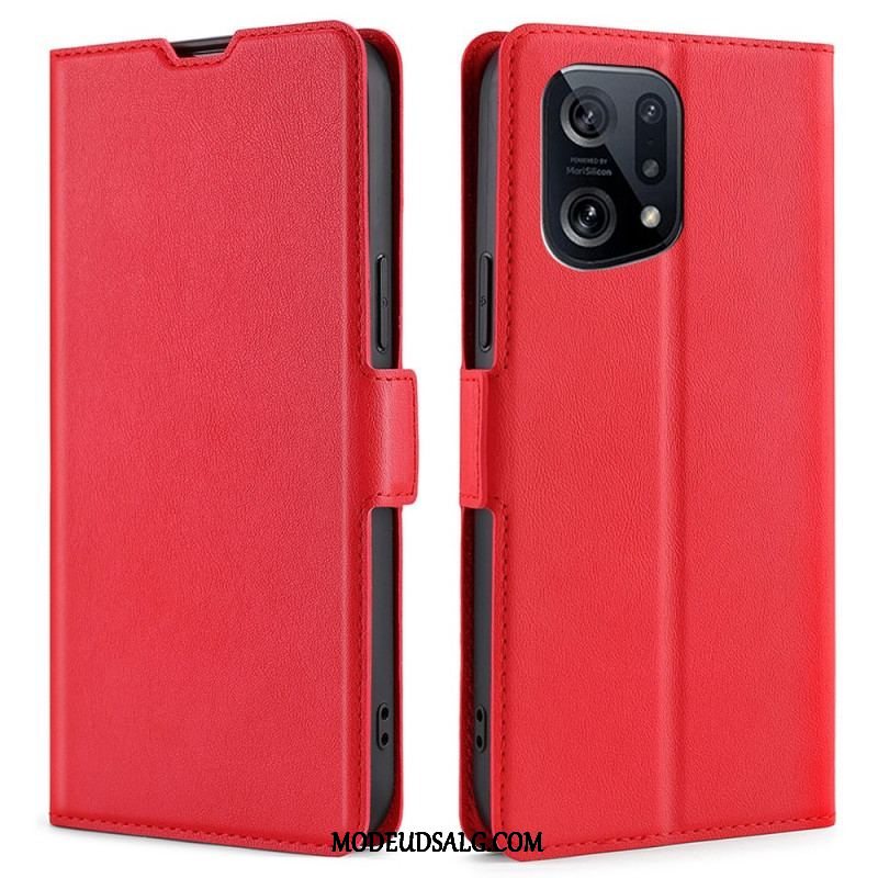 Flip Cover Oppo Find X5 Læder Cover Flap Dobbelt Design