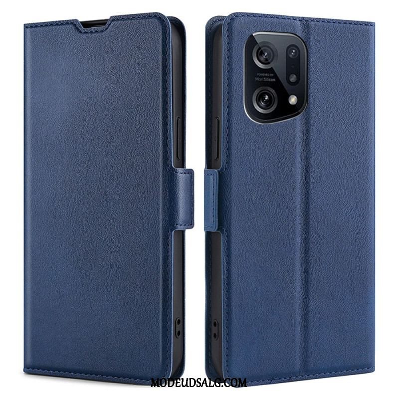 Flip Cover Oppo Find X5 Læder Cover Flap Dobbelt Design