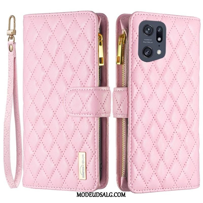 Flip Cover Oppo Find X5 Pro Binfen Farvestil Quiltet