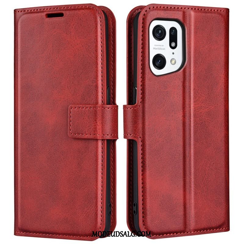 Flip Cover Oppo Find X5 Slank Ekstrem Lædereffekt