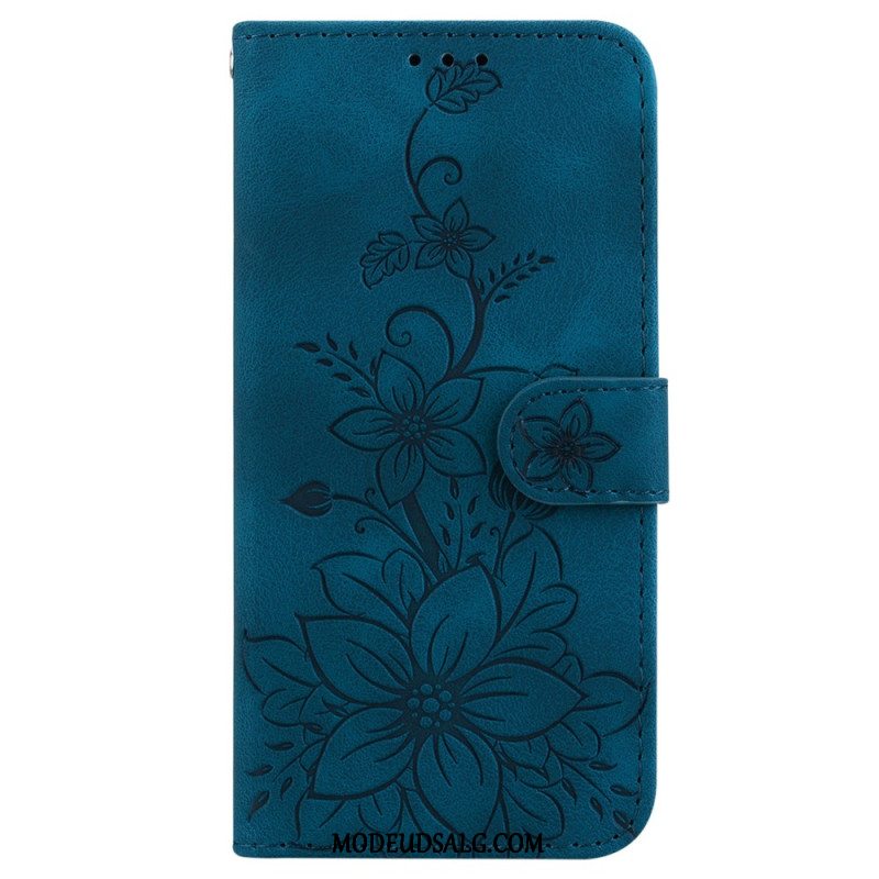 Flip Cover Oppo Reno 11 5g Blomstermønster Med Rem