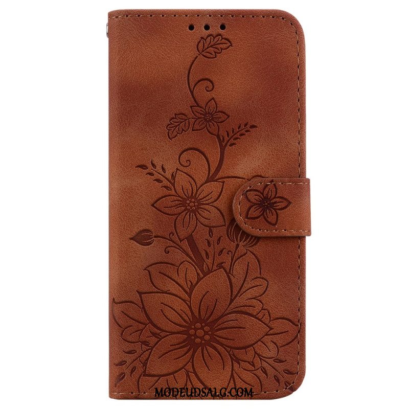 Flip Cover Oppo Reno 11 5g Blomstermønster Med Rem