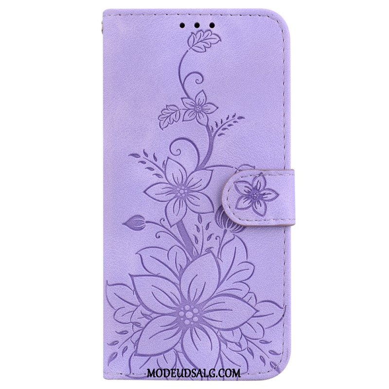 Flip Cover Oppo Reno 11 5g Blomstermønster Med Rem