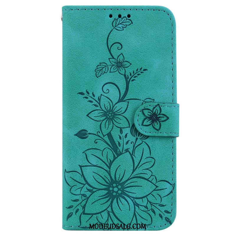 Flip Cover Oppo Reno 11 5g Blomstermønster Med Rem