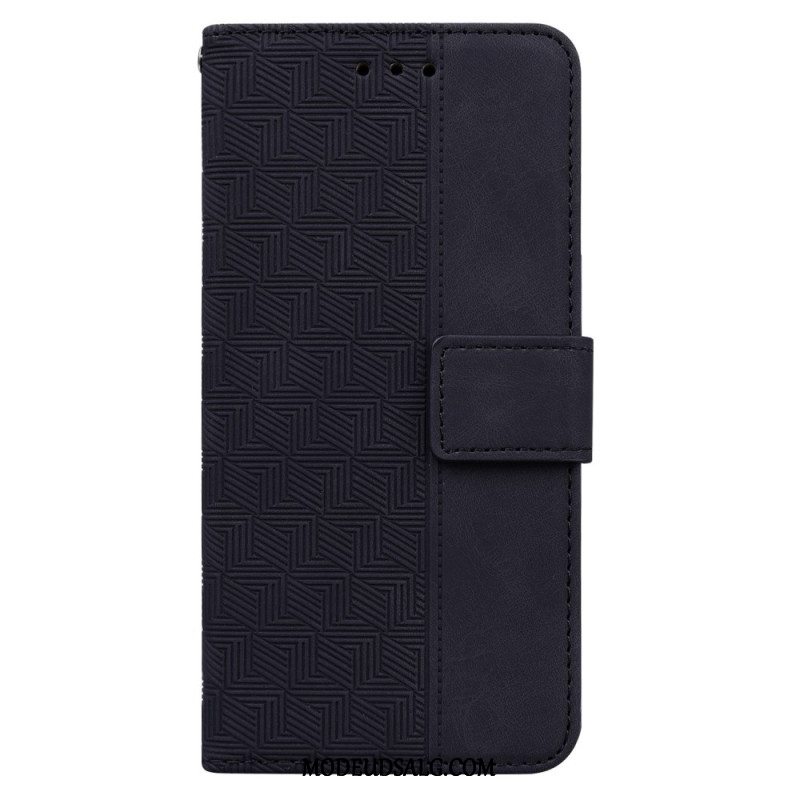 Flip Cover Oppo Reno 12 Pro 5g Strappy Vævet Mønster