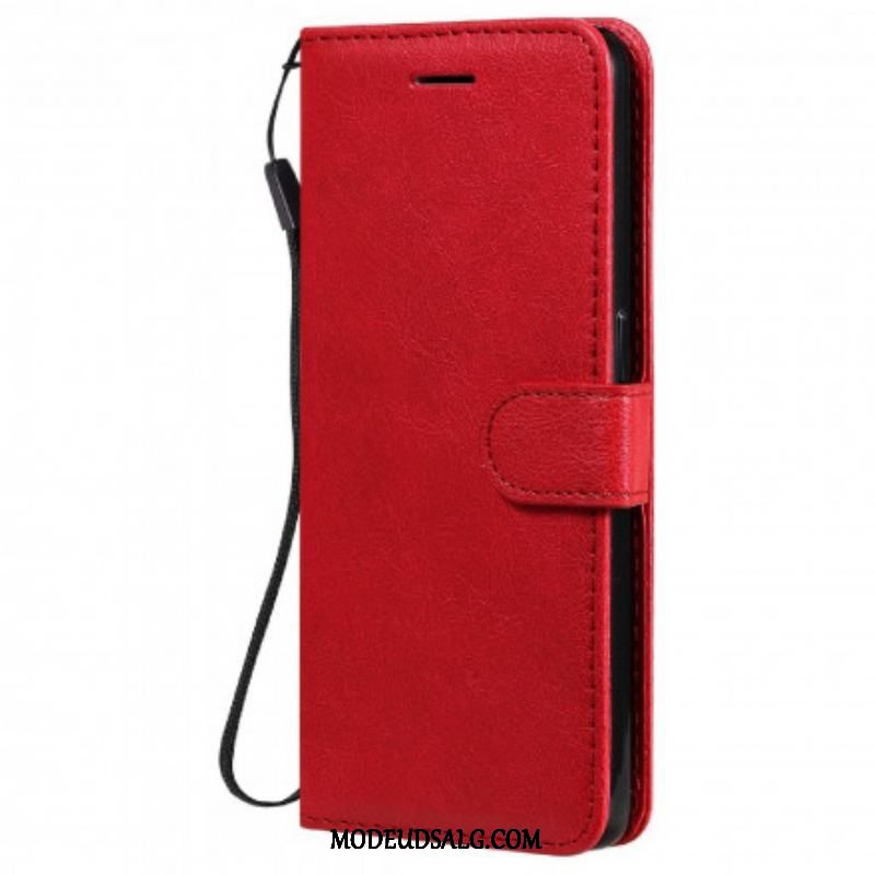 Flip Cover Oppo Reno 6 5G Med Snor Solid Color Series Strappy