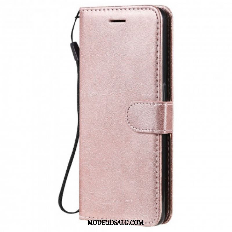 Flip Cover Oppo Reno 6 5G Med Snor Solid Color Series Strappy