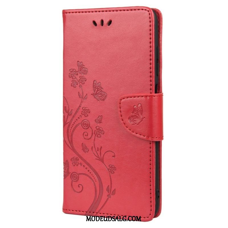 Flip Cover Oppo Reno 6 5G Sommerfugle Og Blomster