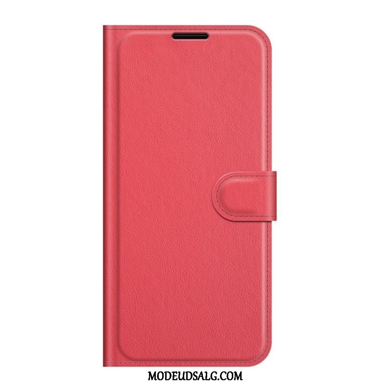 Flip Cover Oppo Reno 6 Pro 5G Klassisk Litchi Tekstur