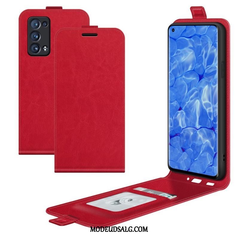 Flip Cover Oppo Reno 6 Pro 5G Klassisk Lychee Texture Lodret Lukning