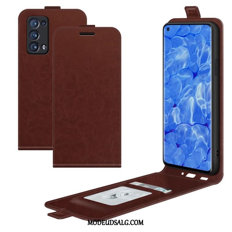 Flip Cover Oppo Reno 6 Pro 5G Klassisk Lychee Texture Lodret Lukning