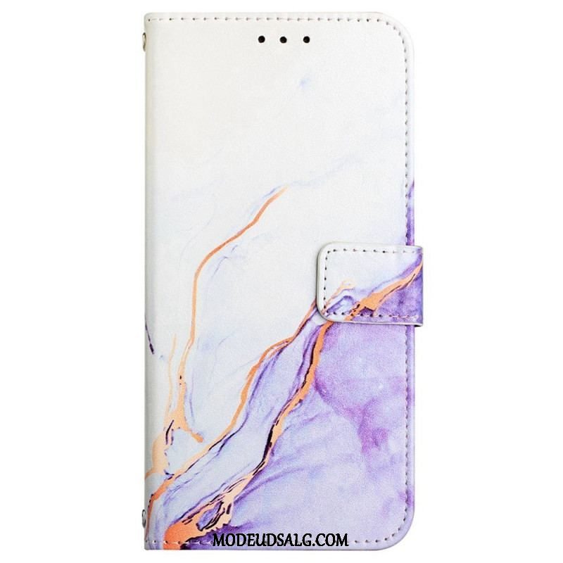 Flip Cover Oppo Reno 7 Med Snor Strip Marmor