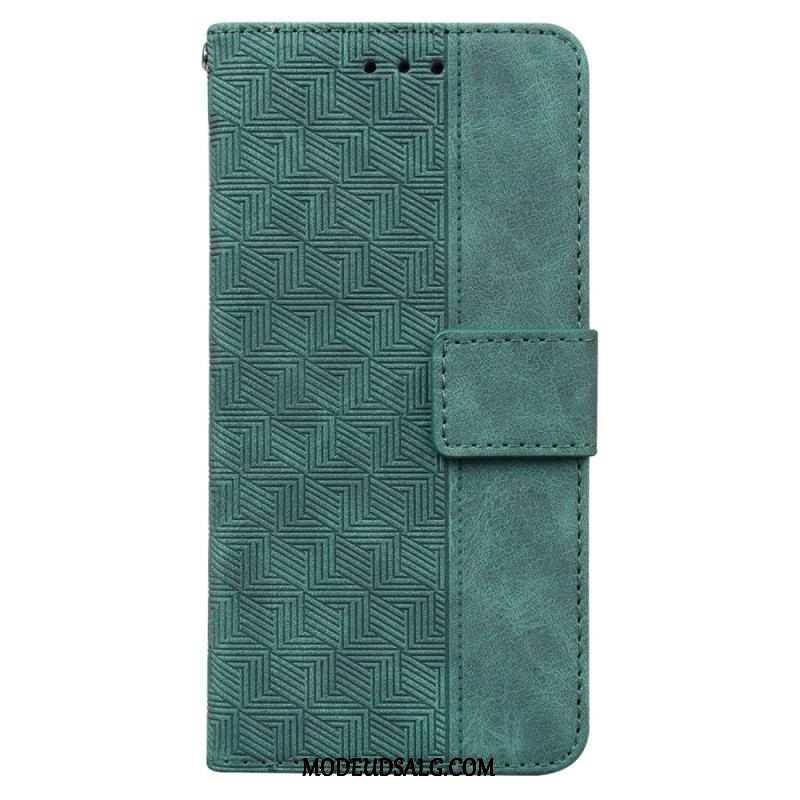 Flip Cover Oppo Reno 8 Lite Med Snor Strappy Mønster