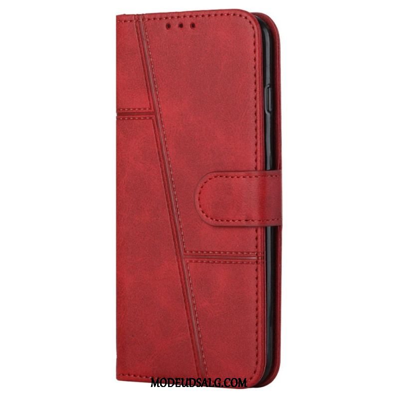 Flip Cover Oppo Reno 8 Med Snor Strappy Geometrisk Lædereffekt