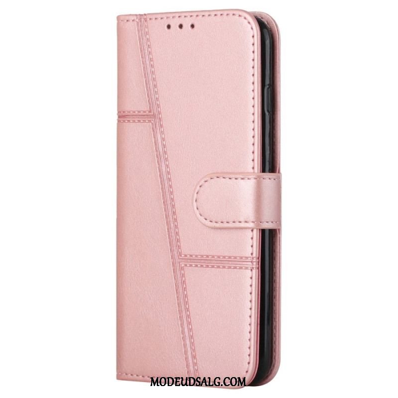 Flip Cover Oppo Reno 8 Med Snor Strappy Geometrisk Lædereffekt