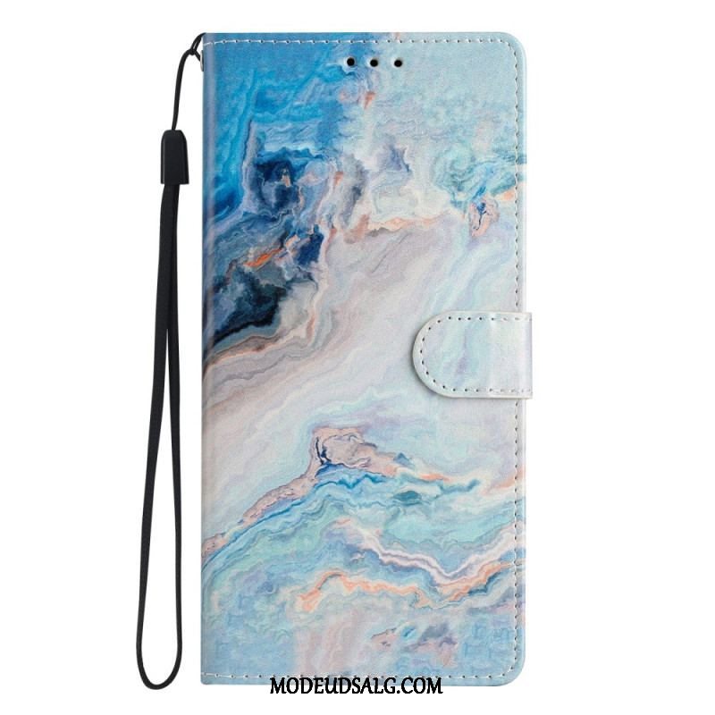 Flip Cover Oppo Reno 8 Med Snor Strip Marmor