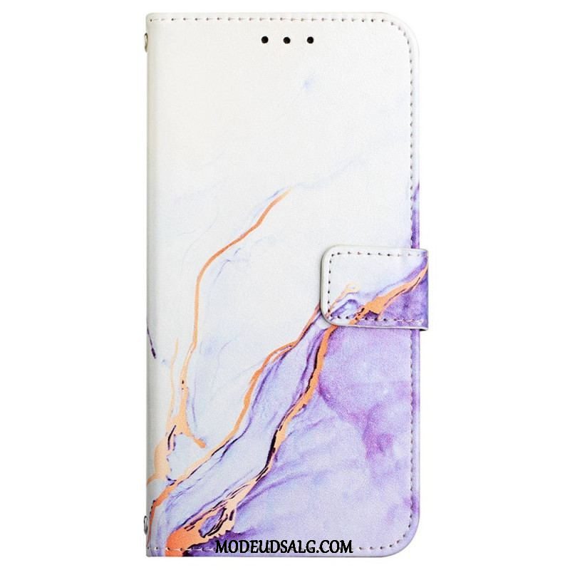 Flip Cover Oppo Reno 8 Pro Med Snor Strip Marmor