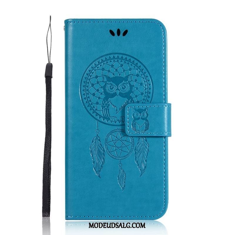 Flip Cover Samsung Galaxy A13 5G / A04s Lædereffekt Dream Catcher Owl