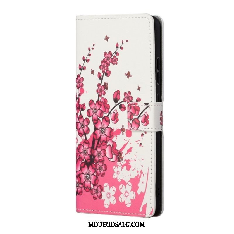 Flip Cover Samsung Galaxy A13 5G / A04s Tropiske Blomster