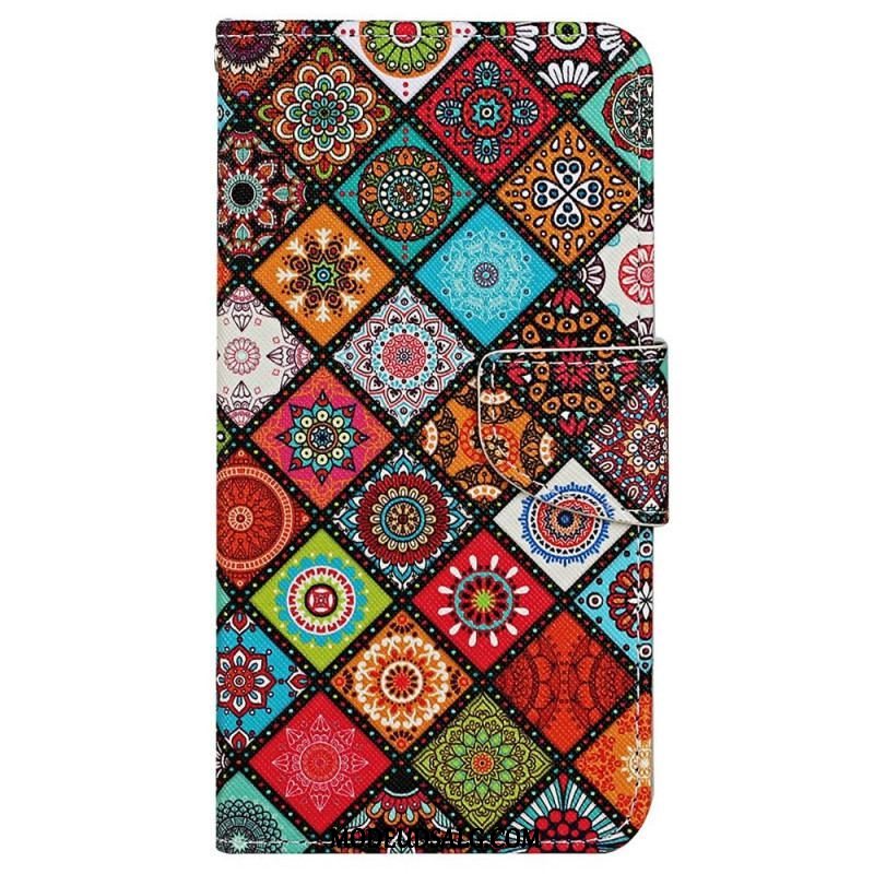 Flip Cover Samsung Galaxy A13 Patchwork Med Lanyard