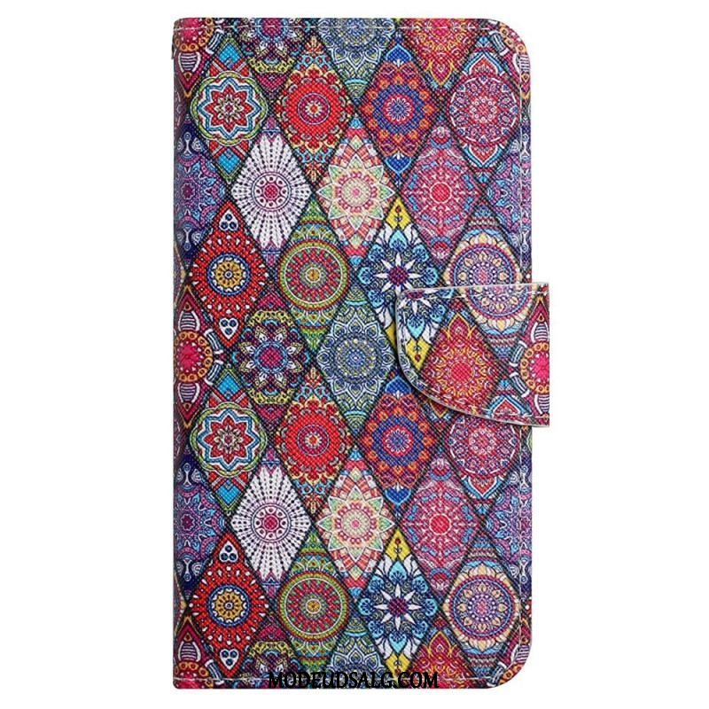 Flip Cover Samsung Galaxy A13 Patchwork Med Lanyard