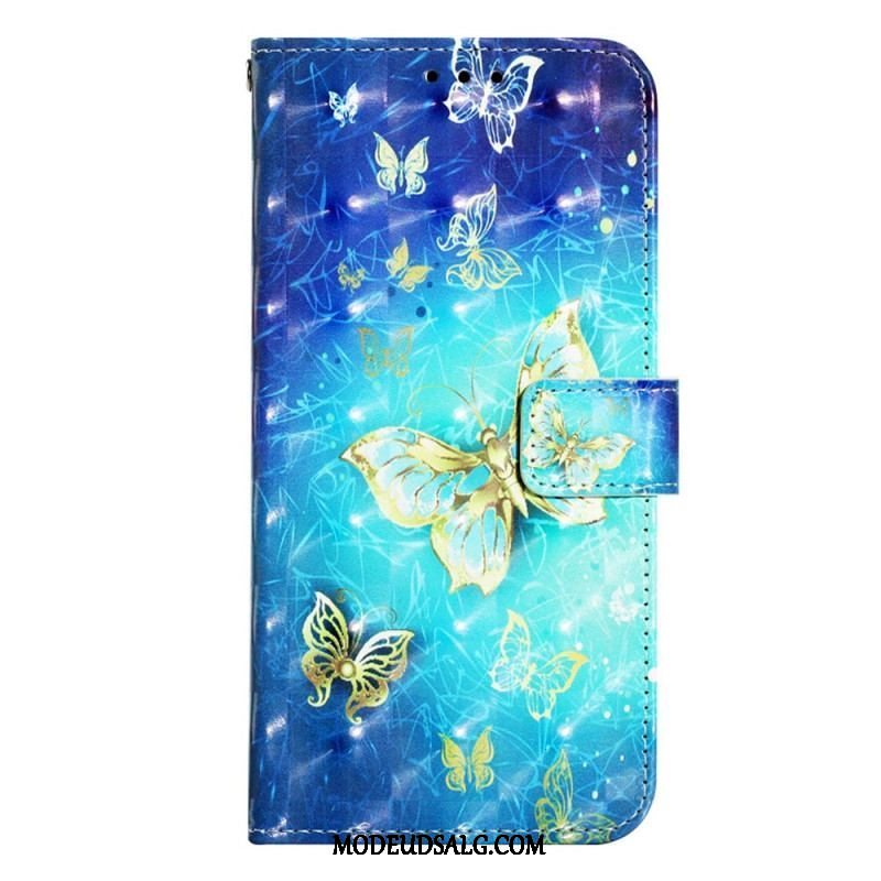 Flip Cover Samsung Galaxy A14 / A14 5G Med Snor Fantastiske String-sommerfugle