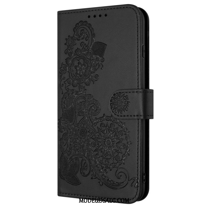 Flip Cover Samsung Galaxy A15 5g Blondeblomstermønster Med Rem