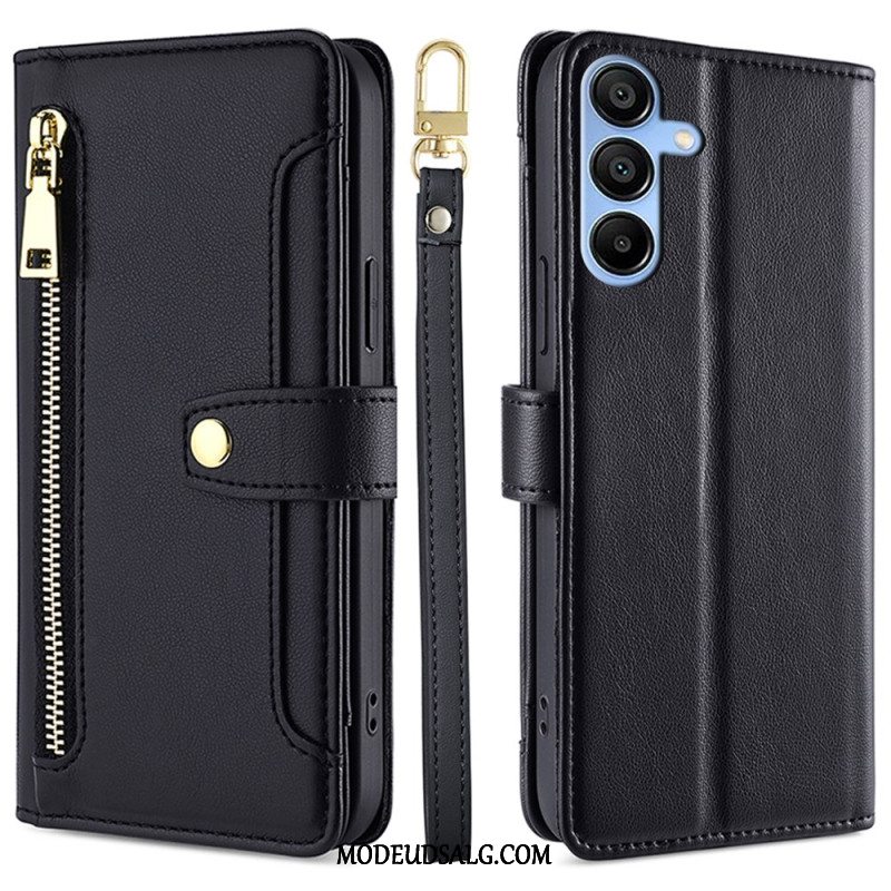 Flip Cover Samsung Galaxy A15 Snor Og Skulderrem