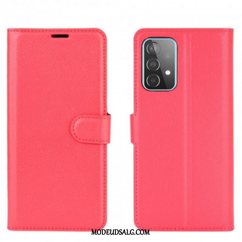 Flip Cover Samsung Galaxy A52 4G / A52 5G / A52s 5G Klassisk Litchi