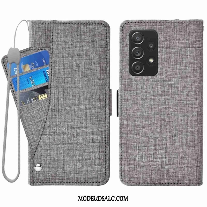 Flip Cover Samsung Galaxy A53 5G Jeans Med Roterende Kortholder