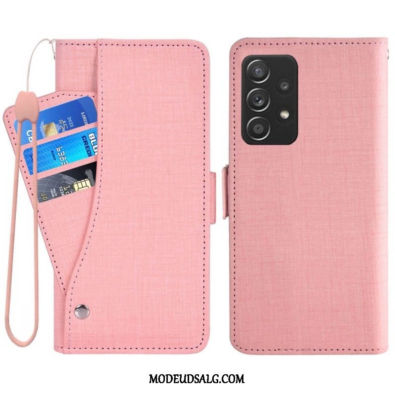 Flip Cover Samsung Galaxy A53 5G Jeans Med Roterende Kortholder