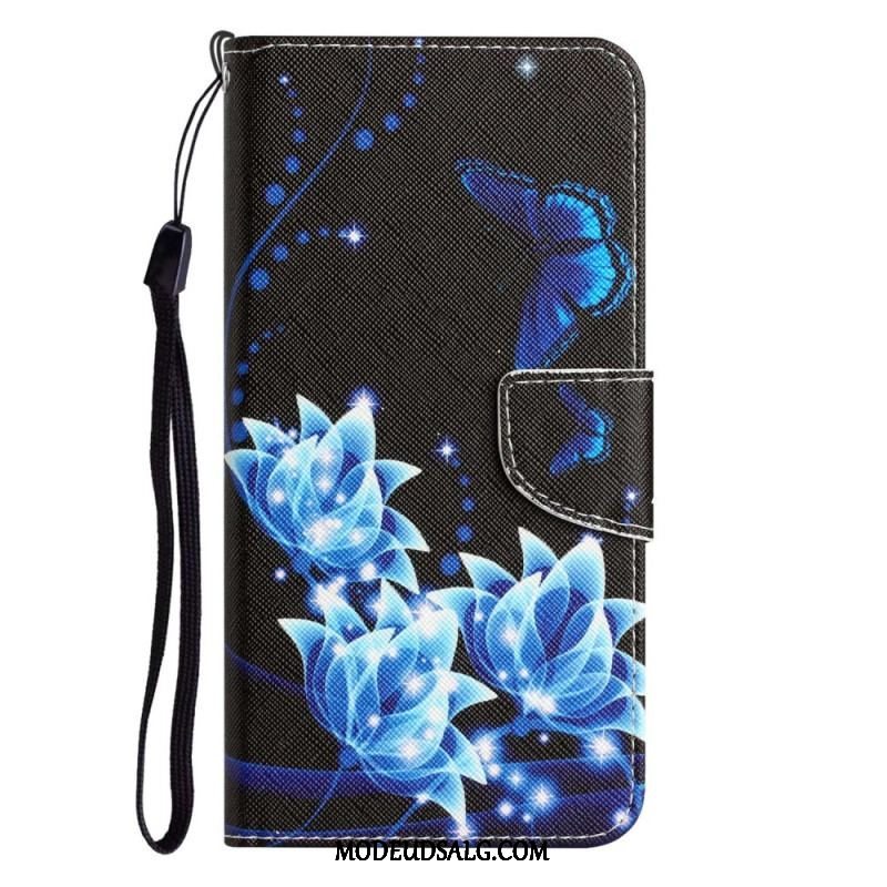 Flip Cover Samsung Galaxy A53 5G Med Snor Rem Blomster