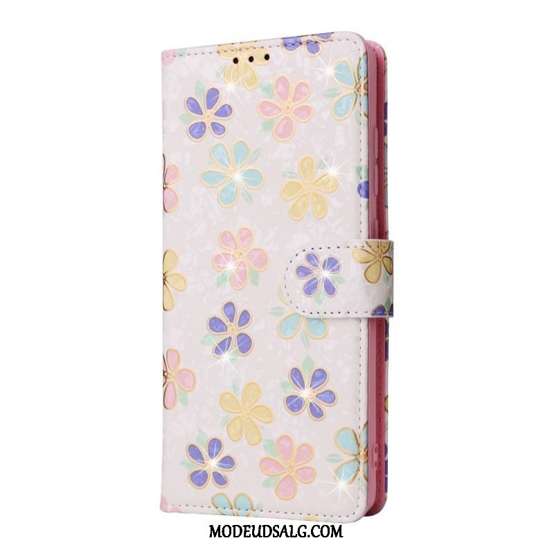 Flip Cover Samsung Galaxy A53 5G Rfid-blomster Med Snor