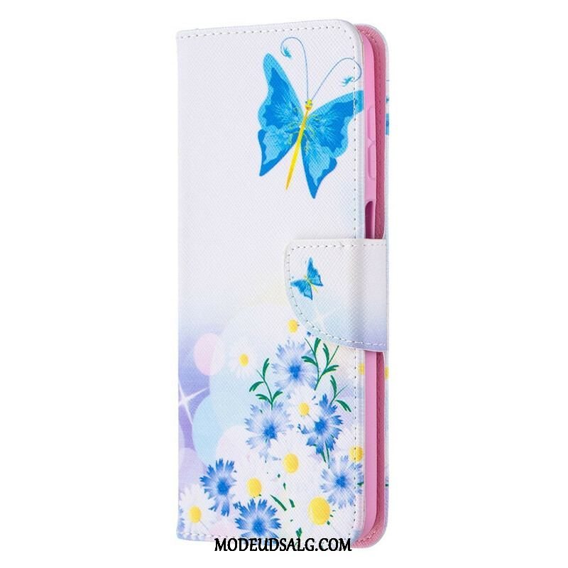 Flip Cover Samsung Galaxy M12 / A12 Malede Sommerfugle Og Blomster