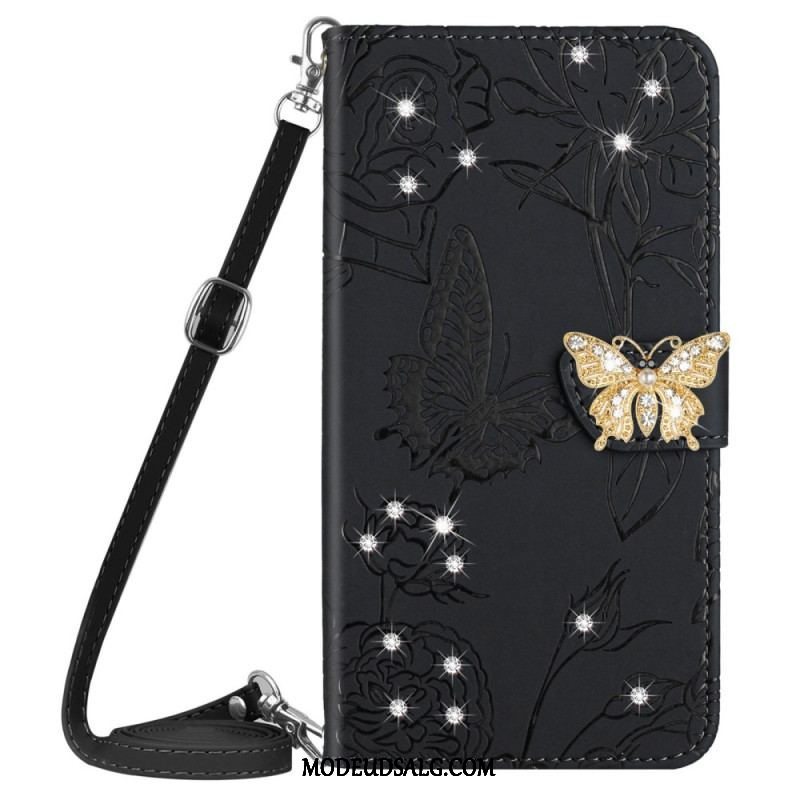 Flip Cover Samsung Galaxy M13 Butterfly Charm Og Skulderrem