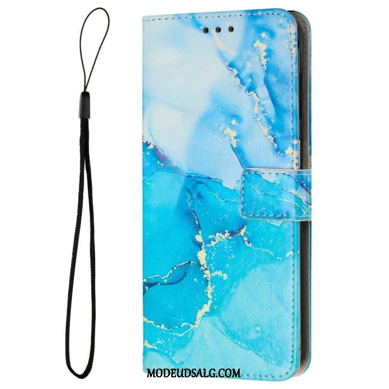 Flip Cover Samsung Galaxy M13 Marmor Med Snor