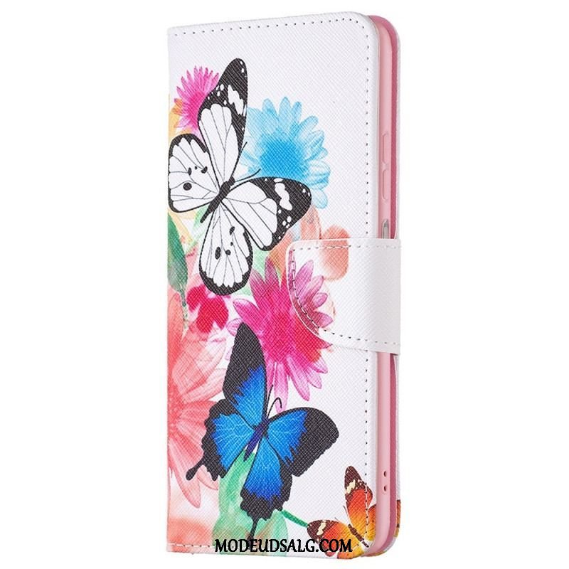 Flip Cover Samsung Galaxy M23 5G Akvarel Sommerfugle