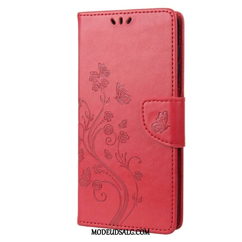 Flip Cover Samsung Galaxy M23 5G Sommerfugle Og Blomster