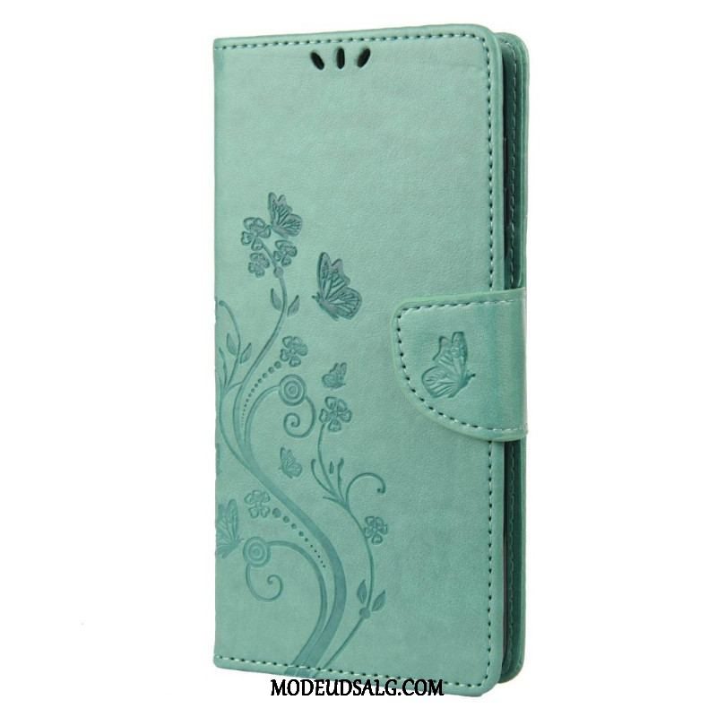 Flip Cover Samsung Galaxy M23 5G Sommerfugle Og Blomster