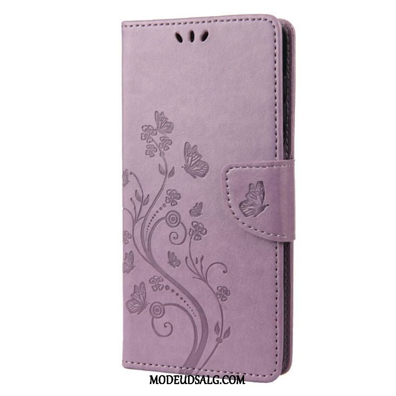 Flip Cover Samsung Galaxy M23 5G Sommerfugle Og Blomster